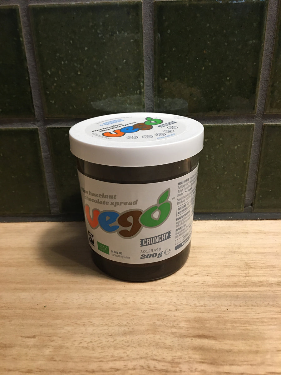 Vego Hazelnut Chocolate Spread Crunchy 200g Rhubarb Rhubarb Organics