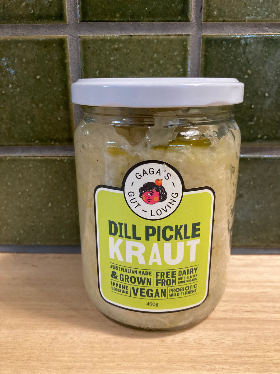 Gaga's Fermented Veg Dill Pickle Kraut 500g Rhubarb Rhubarb Organics