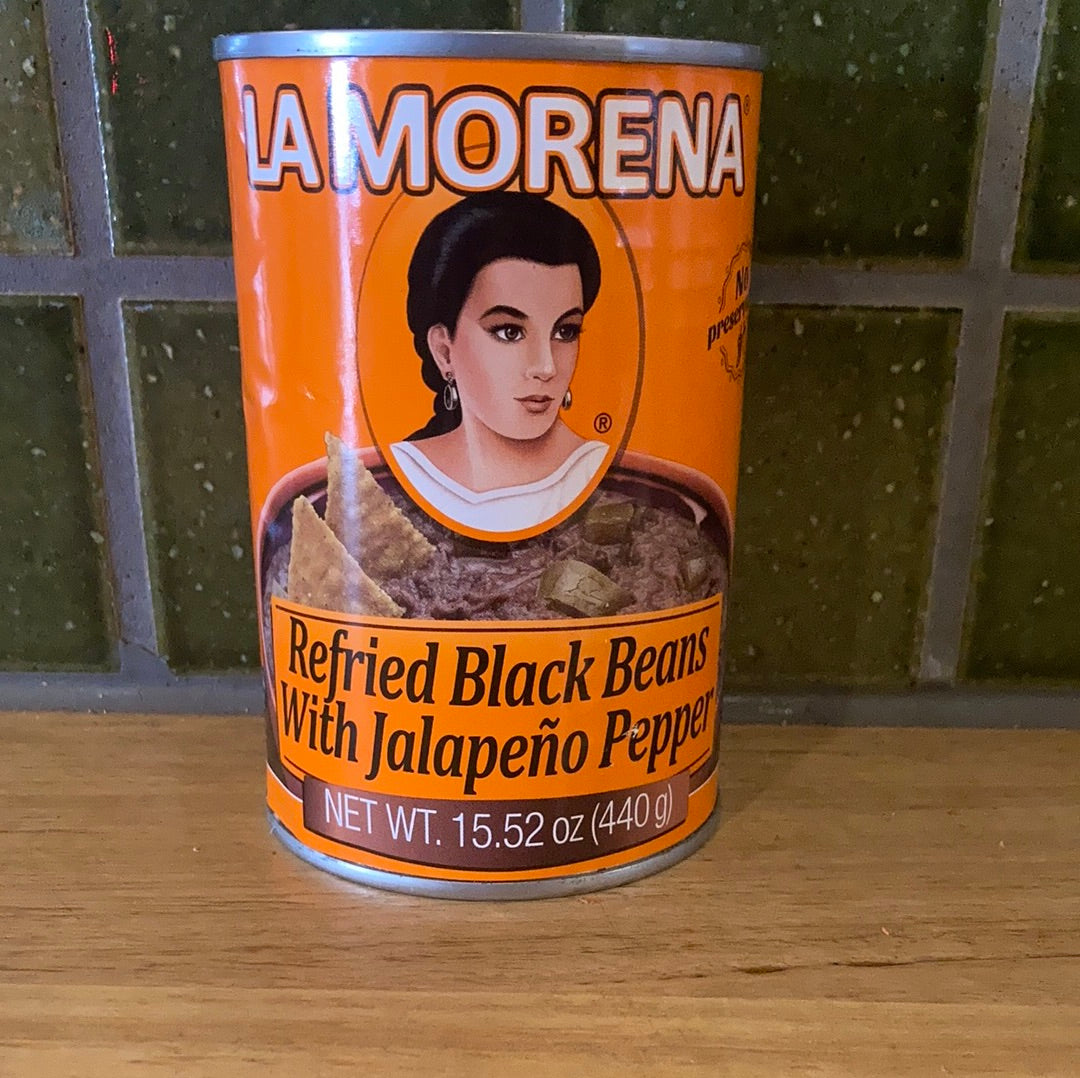 La Morena Refried Black Beans with Jalapenos Can 440g Rhubarb Rhubarb