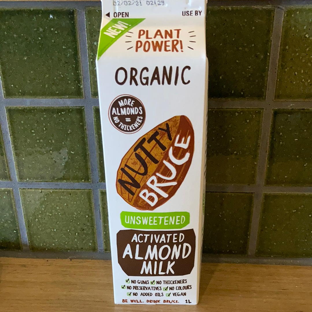 Nutty Bruce Activated Almond Milk Unsweetened 1L Rhubarb Rhubarb Organics