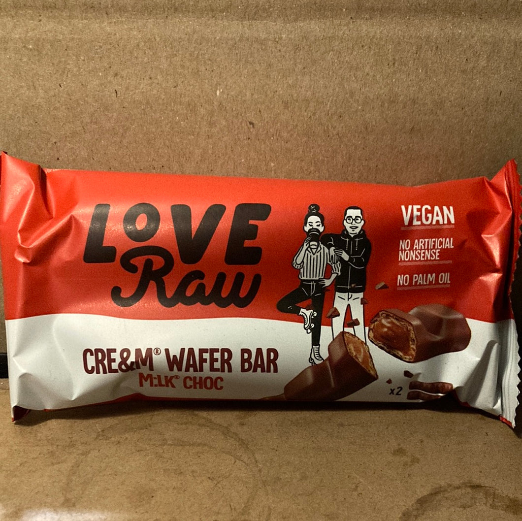Love Raw Cream Wafer Bar Milk Choc 43g