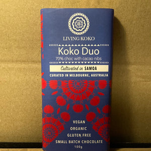 Living Koko Koko Duo 70% Choc w/ Cacao Nibs 100g