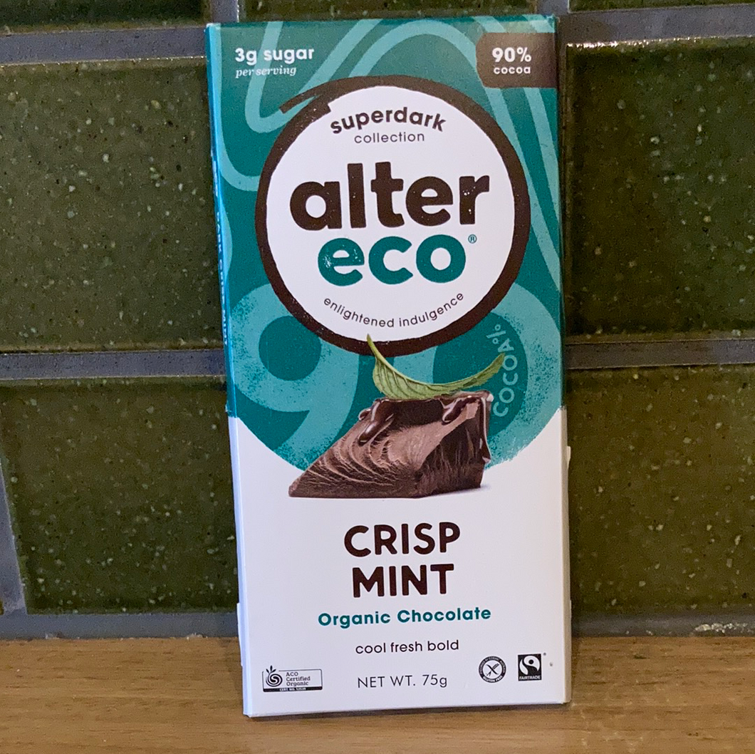 Alter Eco Chocolate Block Superdark Crisp Mint 75g