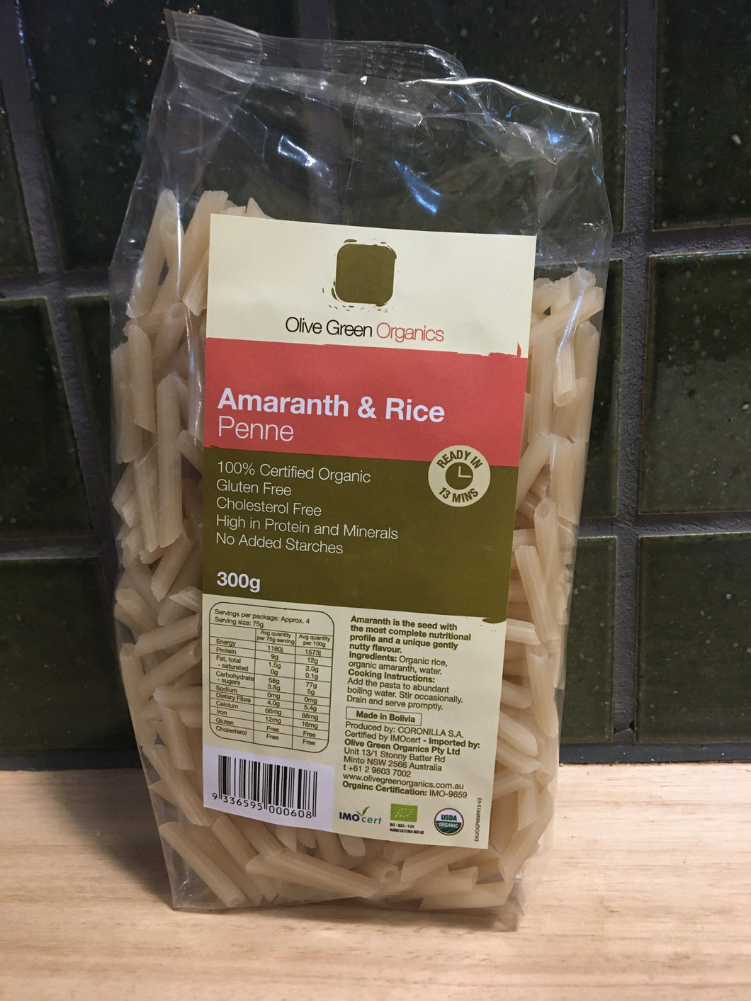 Olive Green Penne Amaranth & Rice 300g