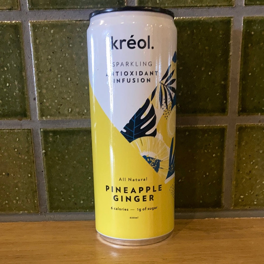 Kreol Probiotic Sparkling Drink Can Pineapple and Ginger 330ml