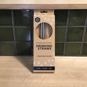 Ever Eco Straws 2Pack+Brush Stainless Steel Straight