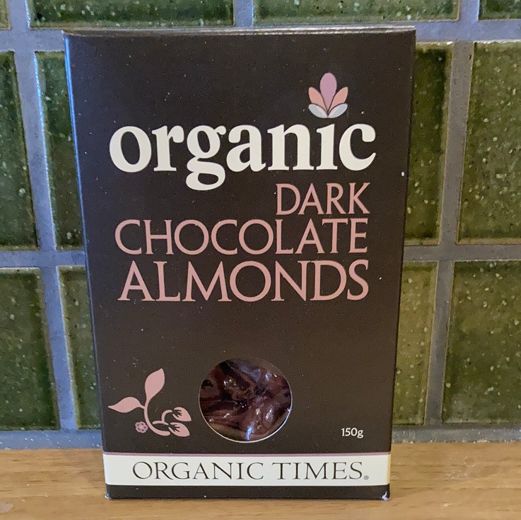 Organic Times Dark Choc Almonds 150g