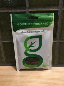 Gourmet Organic Herbs Whole Black Pepper 40g