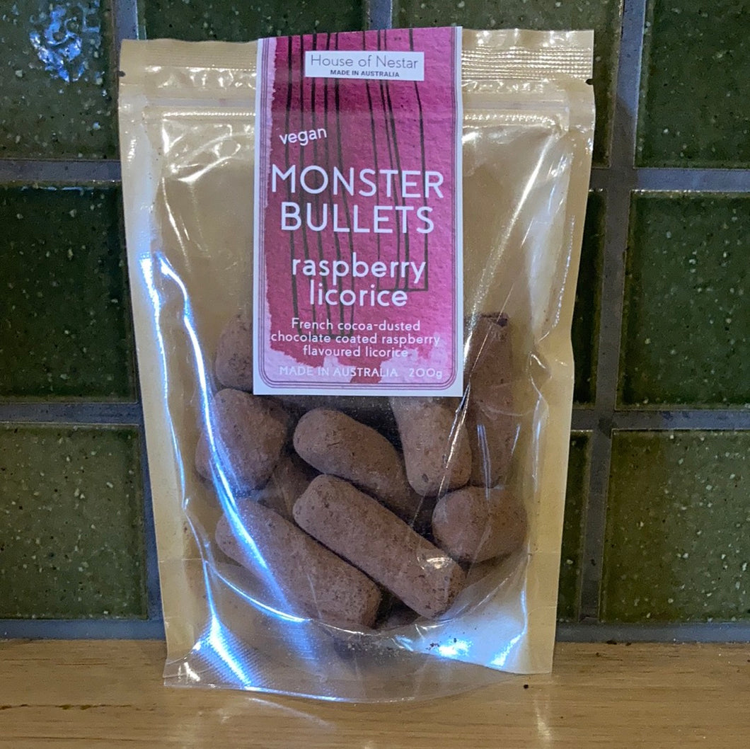 House of Nestar Vegan Choc Coated Raspberry Licorice 200g