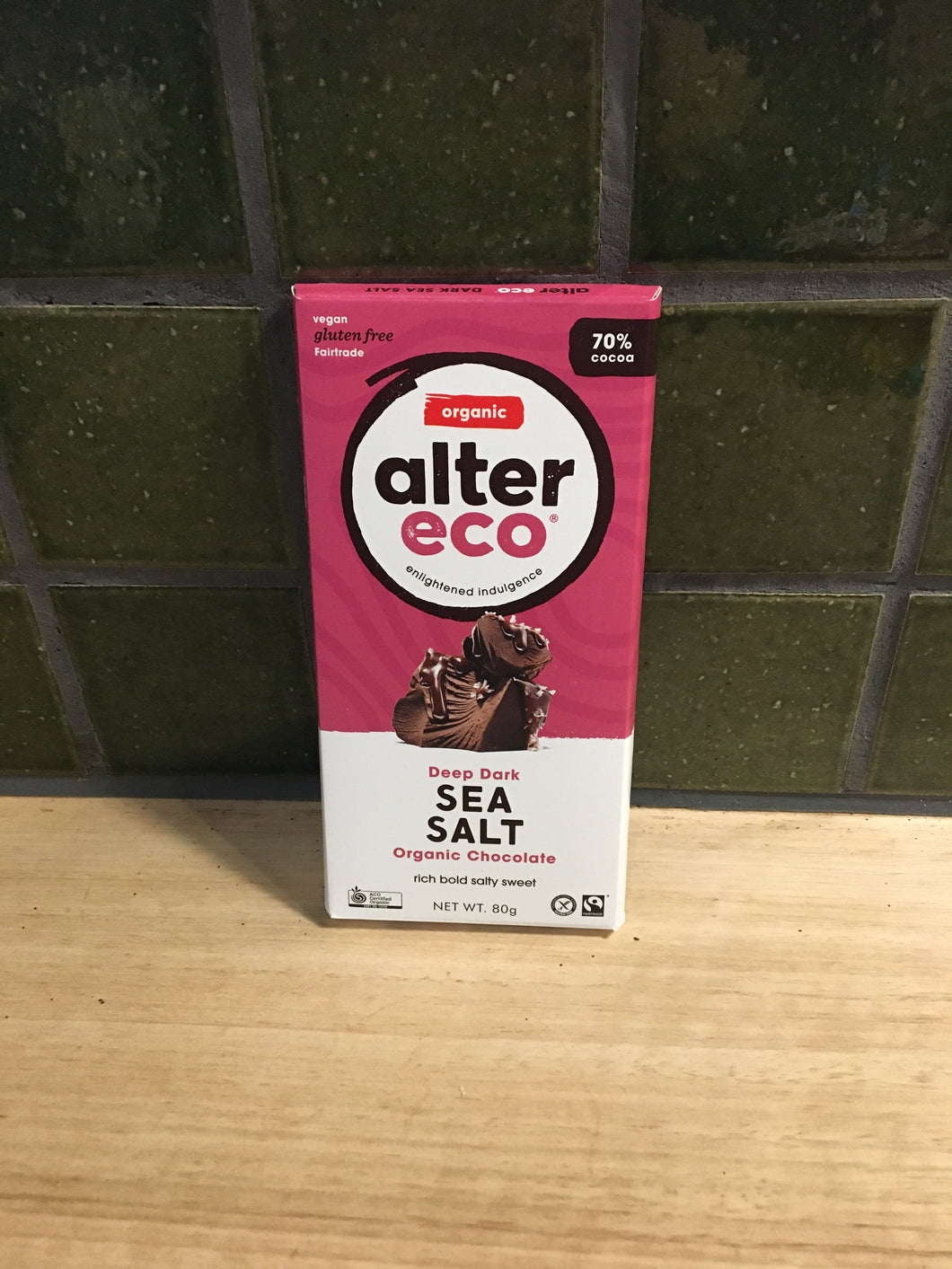 Alter Eco Chocolate Block Deep Dark Sea Salt 80g