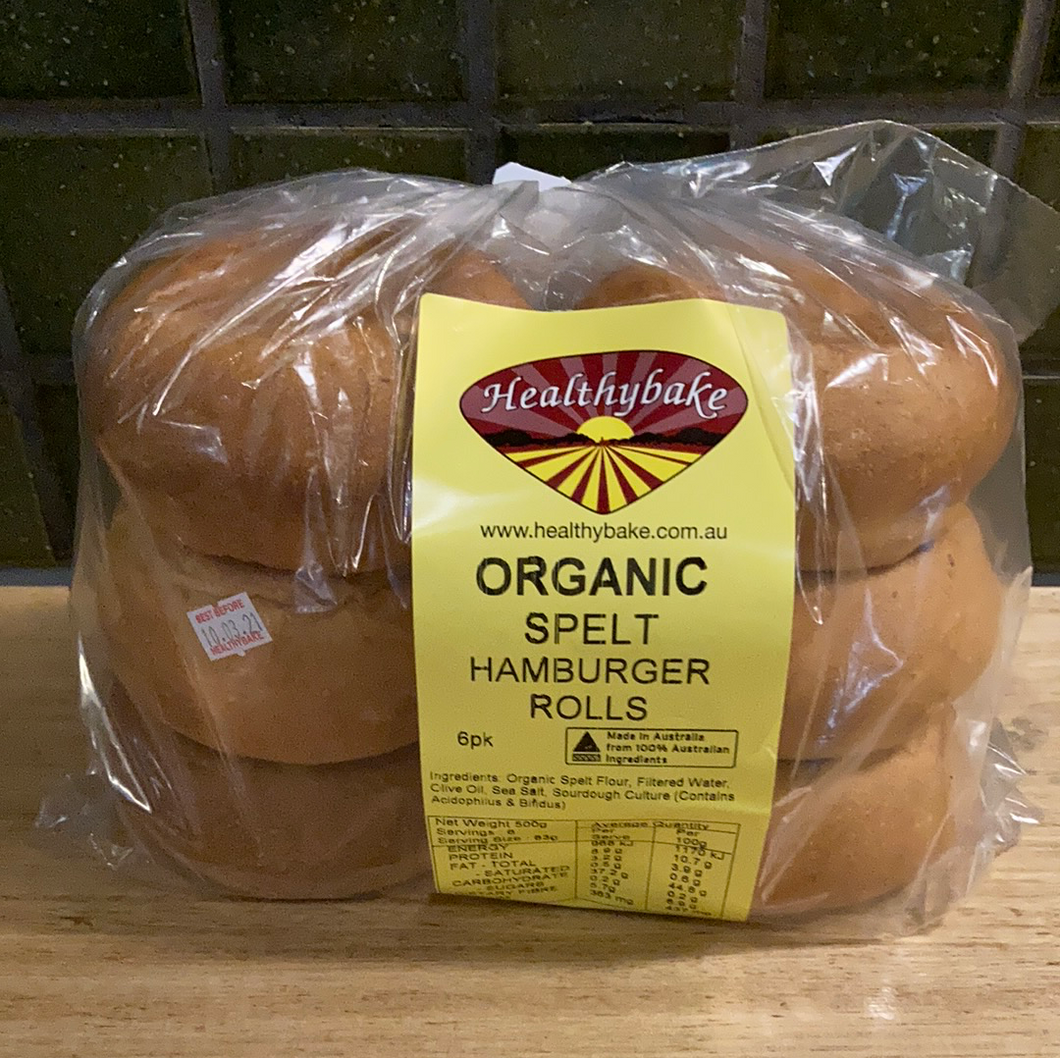 Healthybake Spelt Hamburger Rolls 6pk