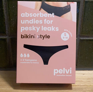 Pelvicare Leakproof Underwear Black Bikini Style Size S