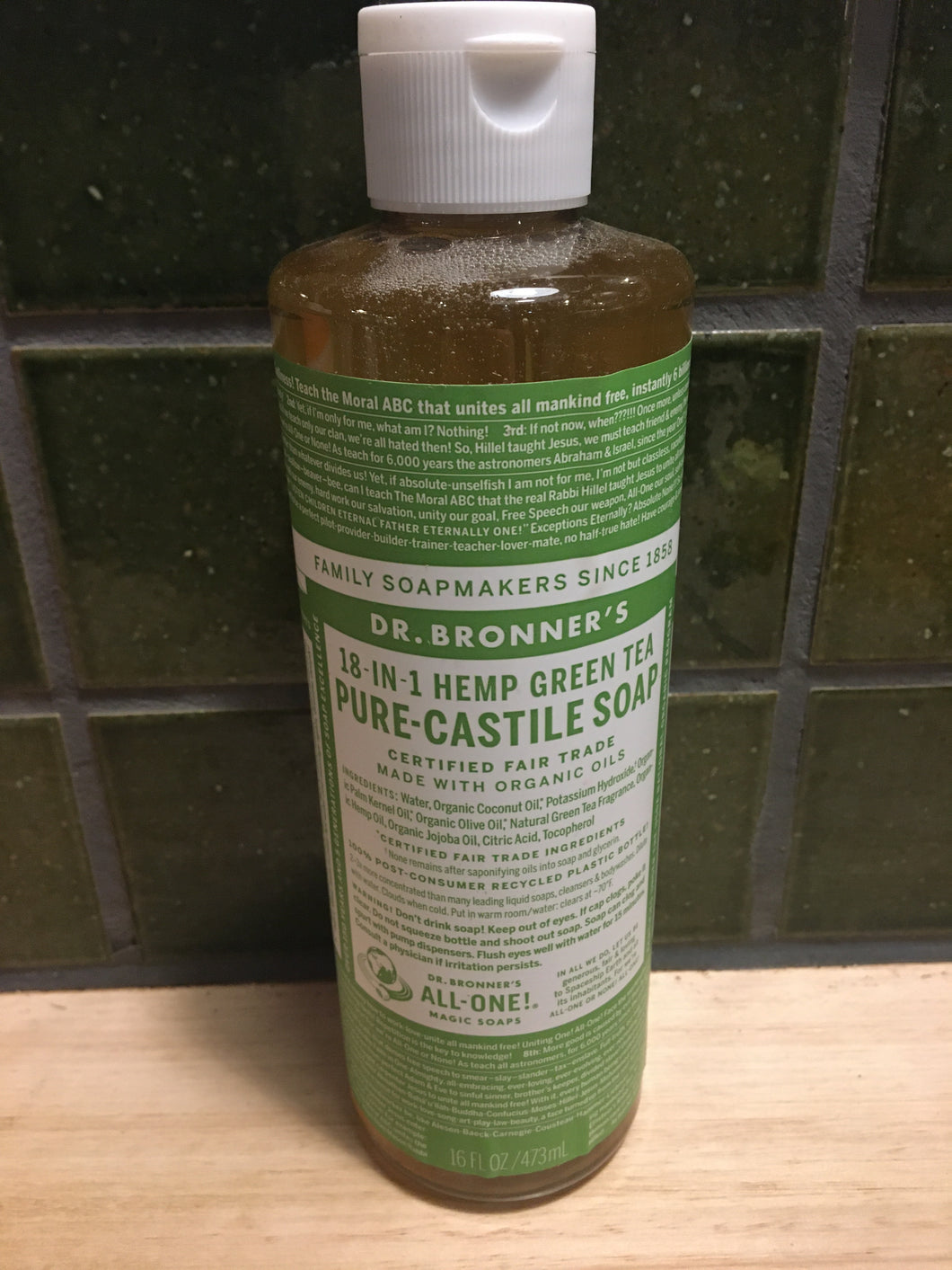 Dr Bronner's Pure Castille Soap Hemp Green Tea 473ml