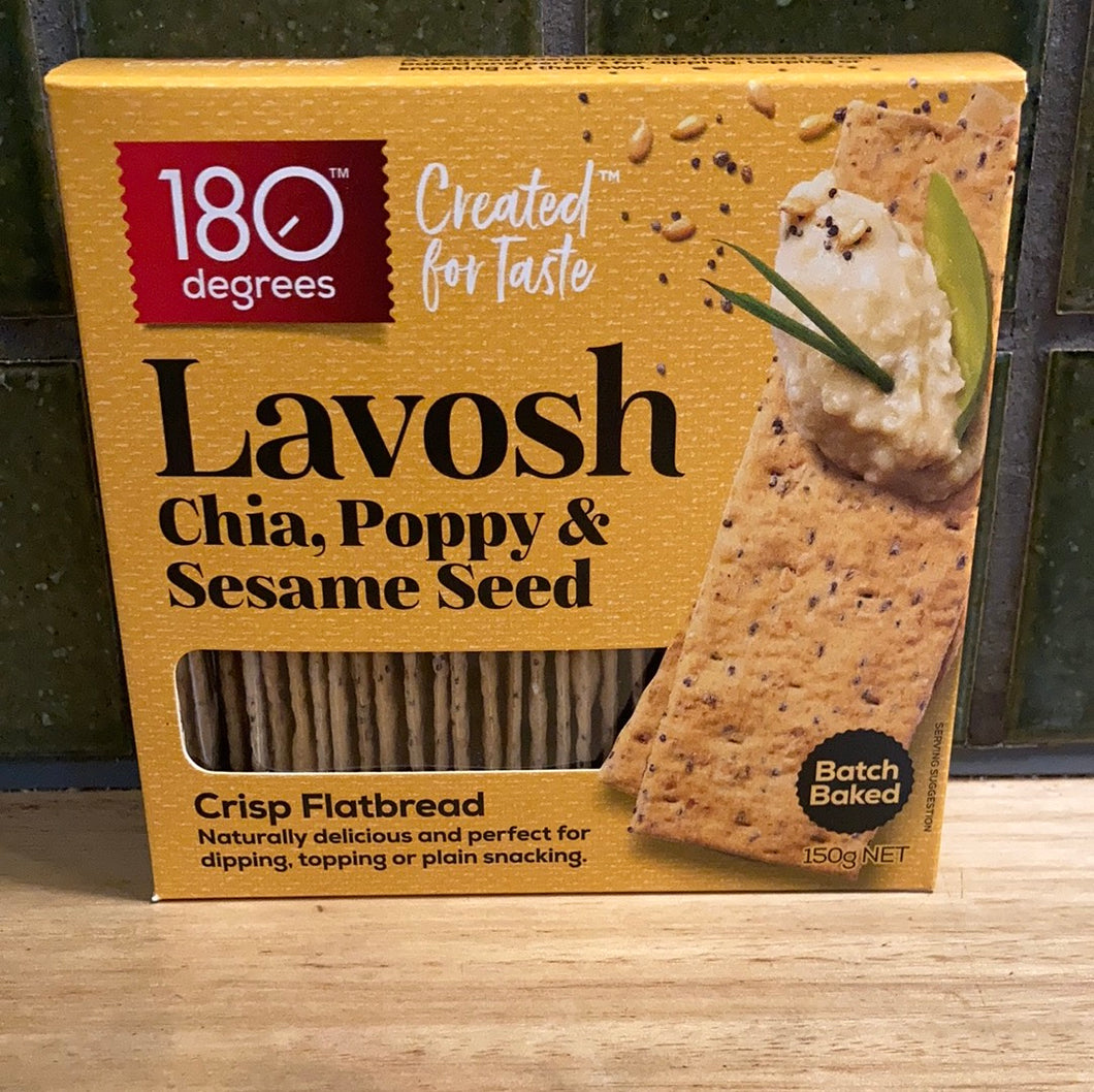 180 Degrees Lavosh Chia Poppyseed and Sesame 150g