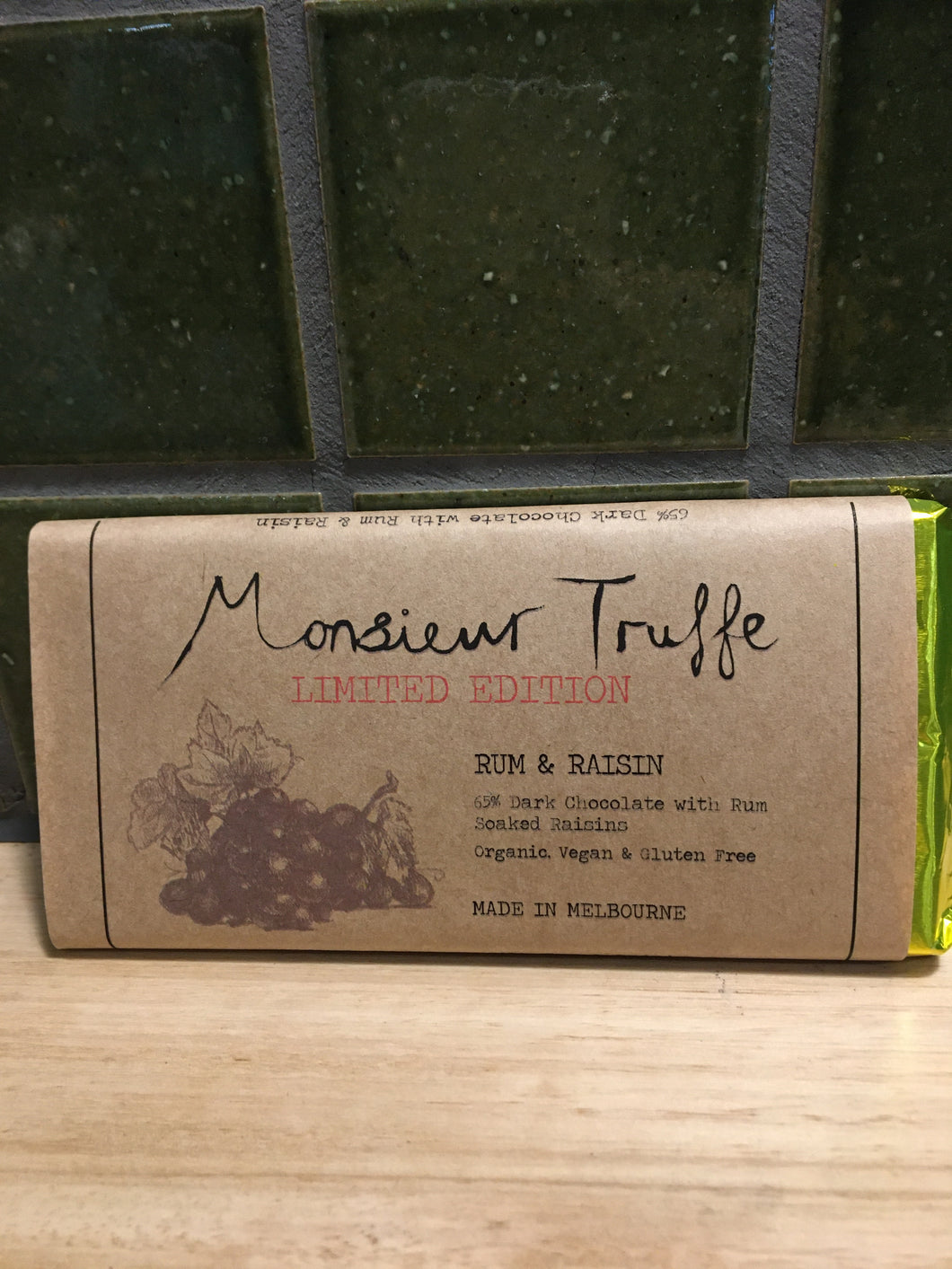 Monsieur Truffe Bar Dark 65% Rum & Raisin 80g