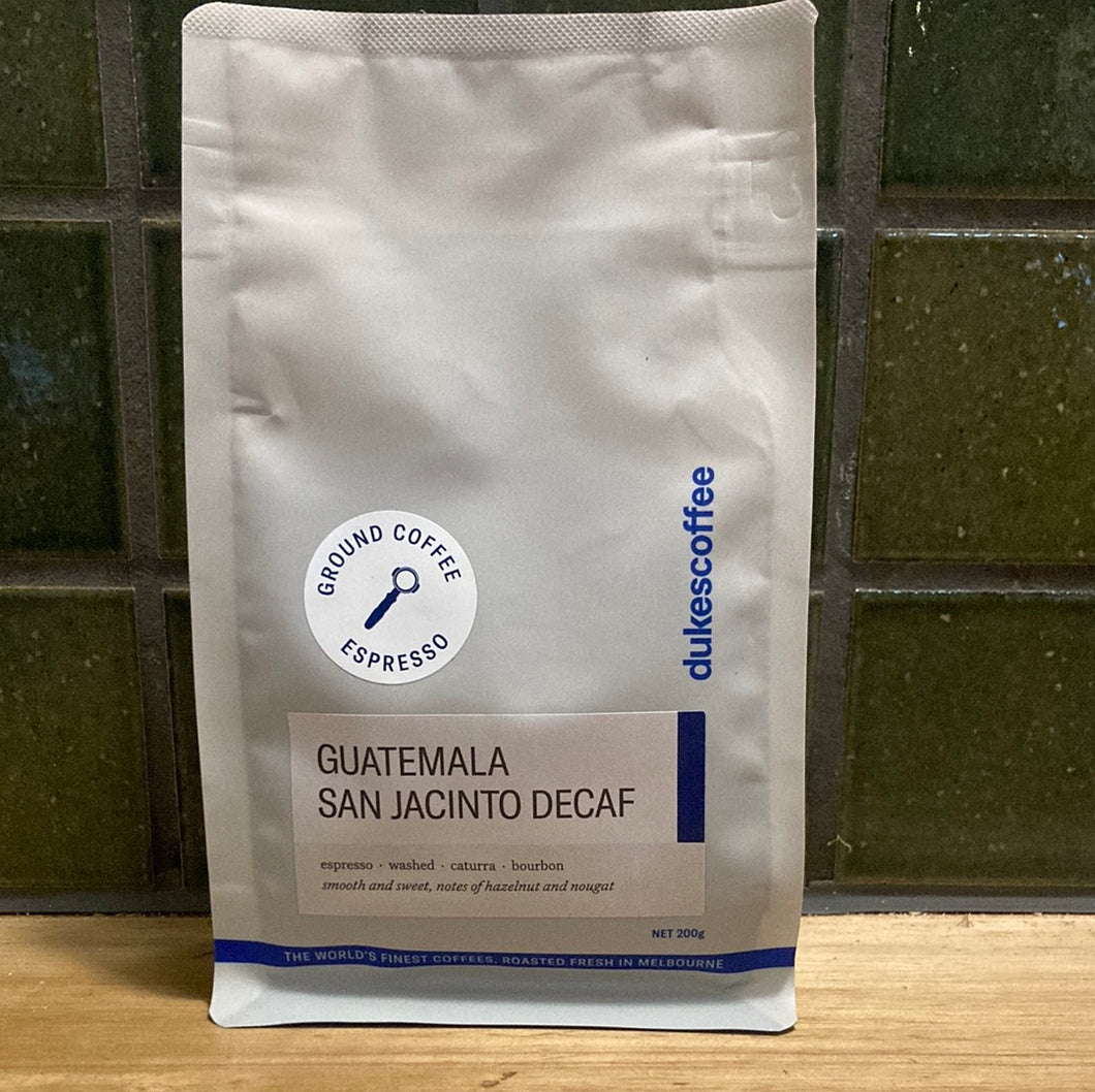 Dukes Coffee Organic Decaf Espresso Guatemala San Jacinto 200g