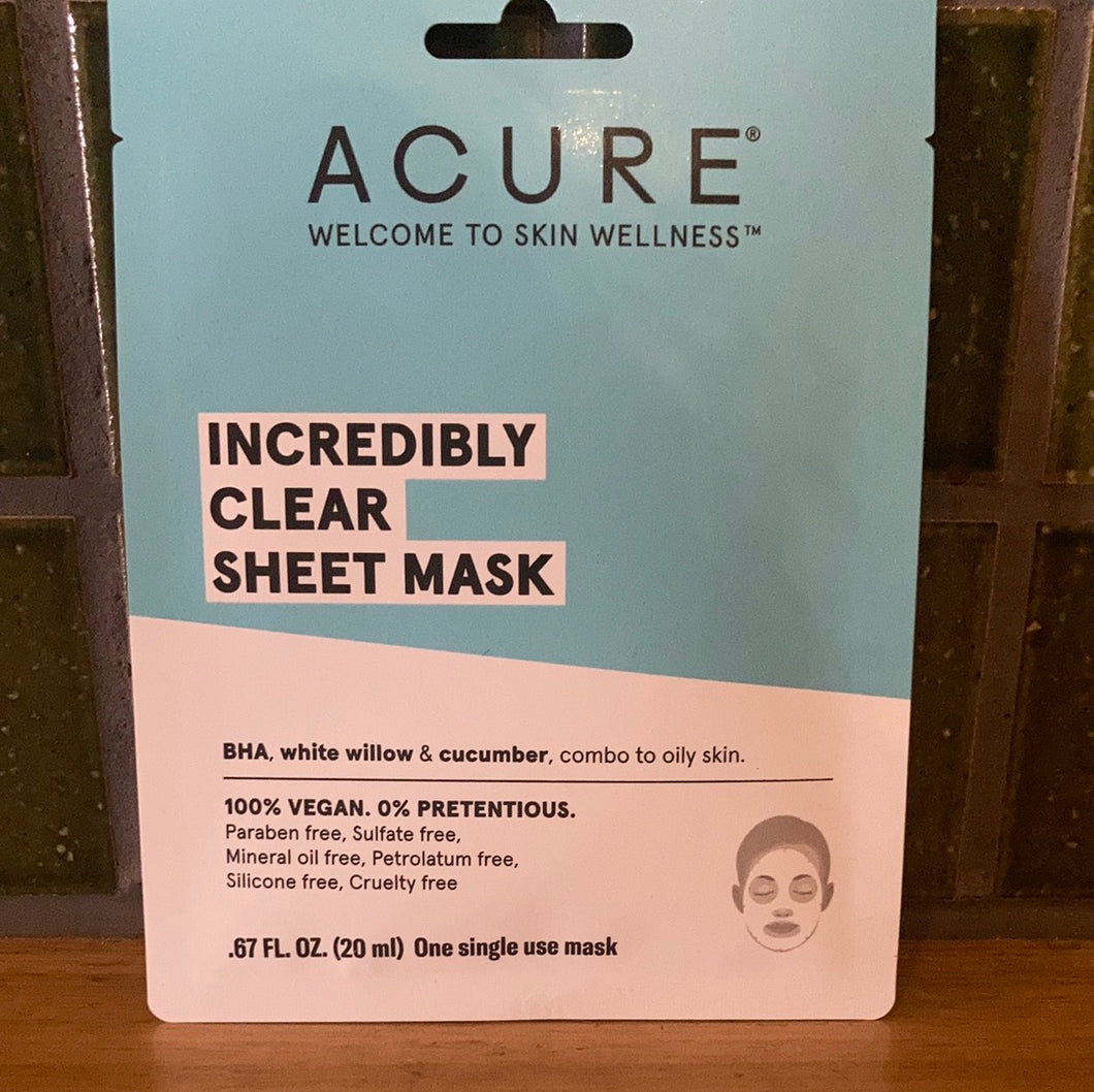 Acure Sheet Mask Incredibly Clear 20ml
