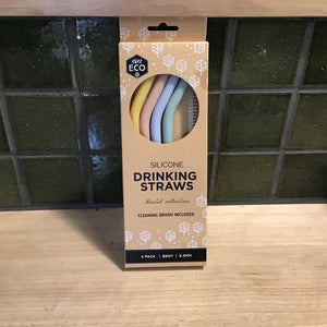 Ever Eco Straws 4Pack+Brush Silicone Pastel Bent