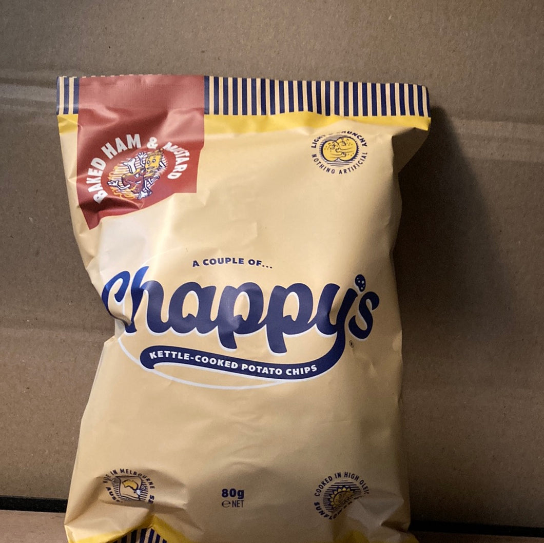 Chappy's Kettle Cooked Potato Chips Baked Ham & Mustard 80g