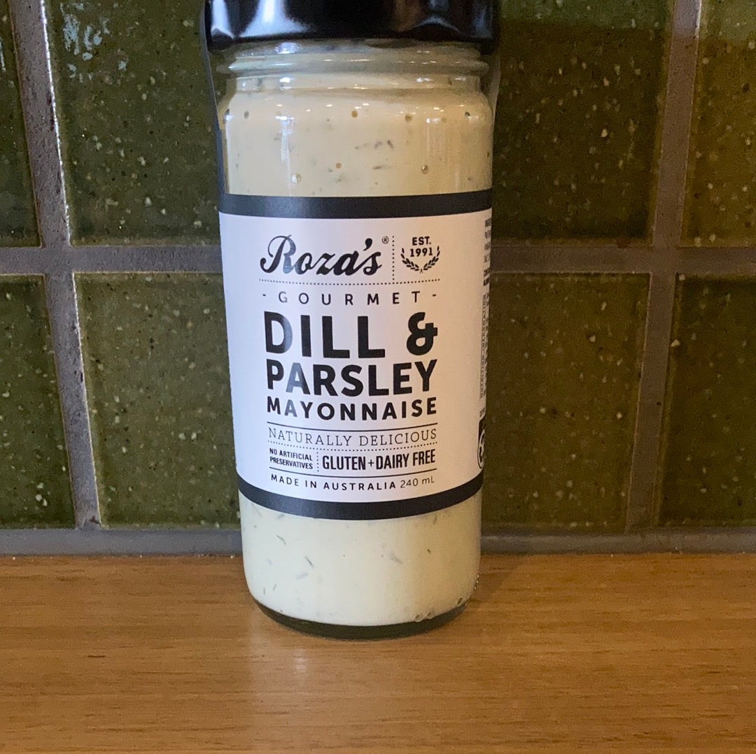 Roza's Gourmet Mayonnaise Dill and Parsley 240ml Rhubarb Rhubarb Organics