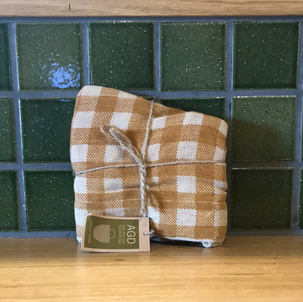 Apple Green Duck Gingham Tote Bag Ochre