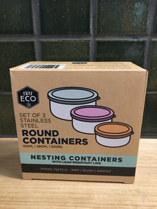 Ever Eco Container Round Nesting Spring Pastels 3pk