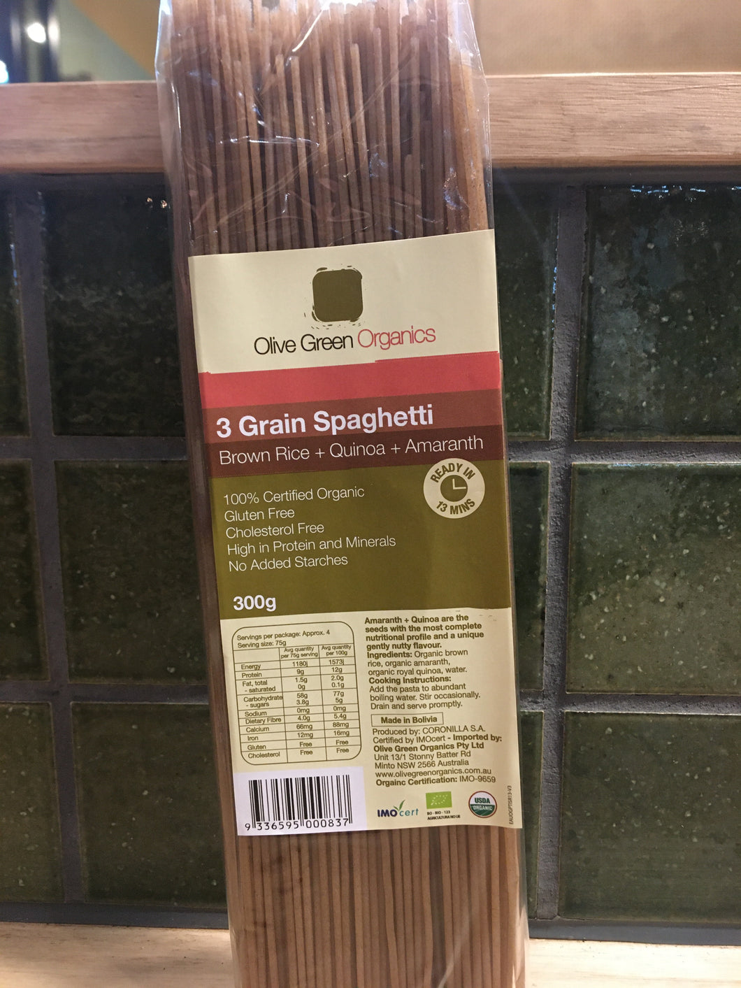 Olive Green Spaghetti 3 Grain 300g