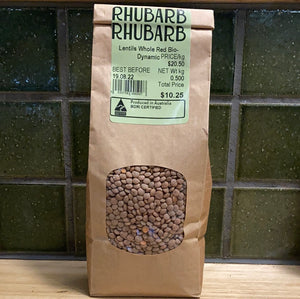 Bio-Dynamic Lentils Whole Red 500g