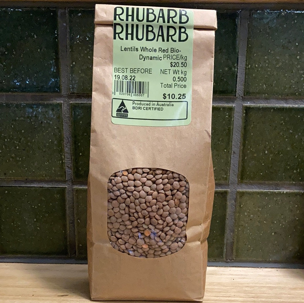 Bio-Dynamic Lentils Whole Red 500g