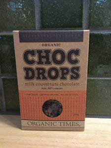 Organic Times Choc Drops Milk 200g