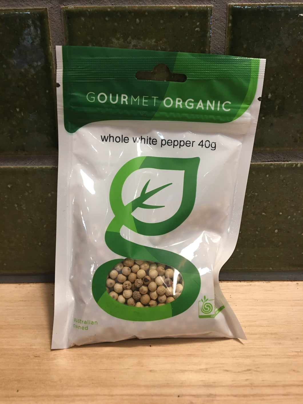 Gourmet Organic Herbs Whole white pepper 40g
