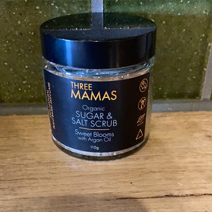 Three Mamas Organic Sugar and Salt Scrub Sweet Blooms w/ Argan Oil 110g