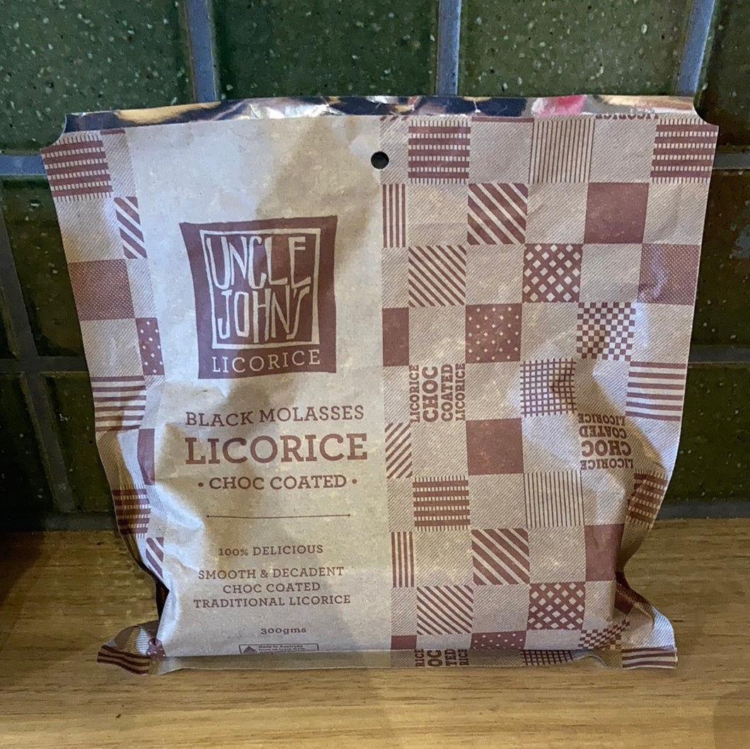Uncle John's Licorice Chocolate Coated 300g