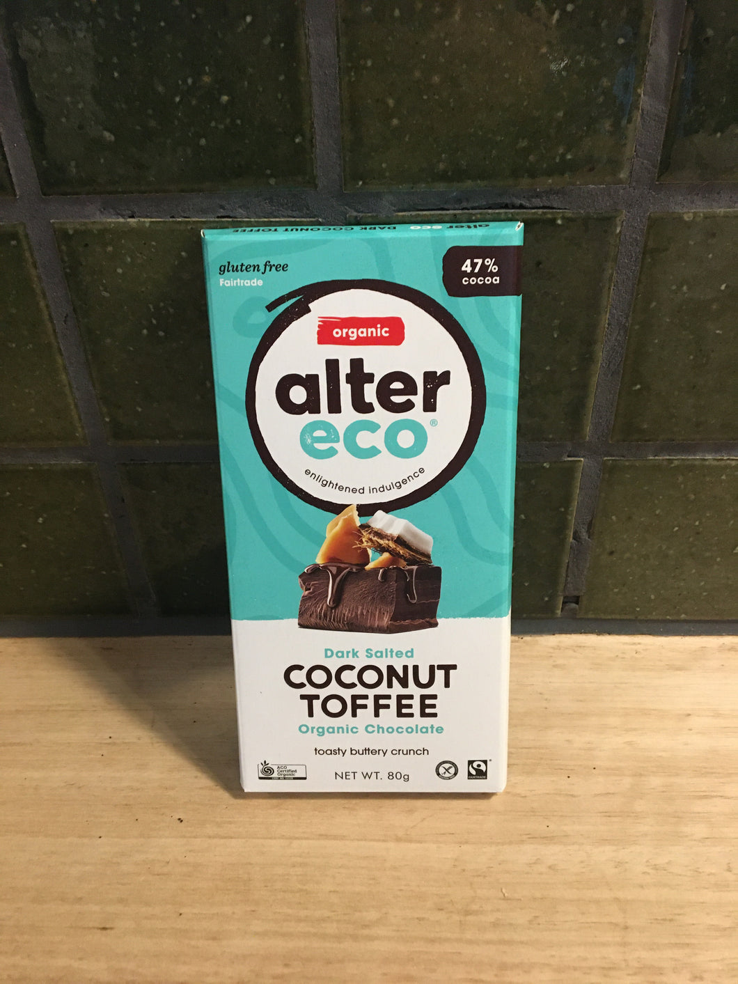 Alter Eco Chocolate Block Dark Salted Coconut Toffee 80g