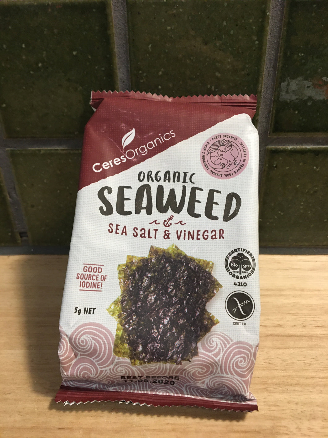 Ceres Seaweed Snack Organic 5g Salt & Vinegar