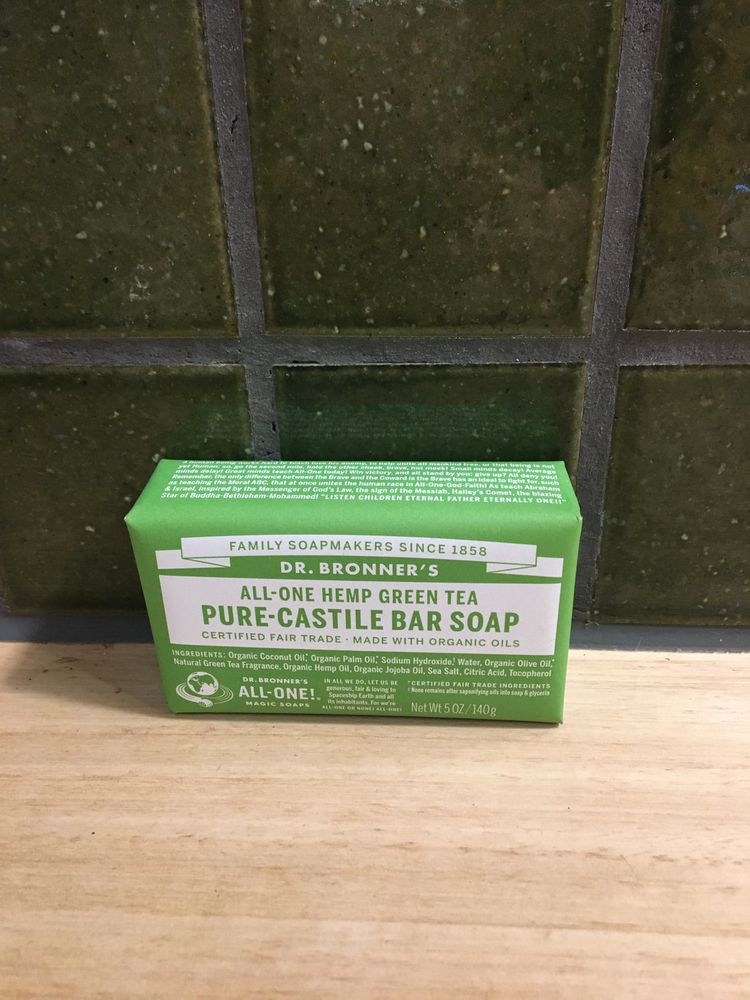 Dr Bronner's Pure-Castille Soap Bar Hemp Green Tea 140g