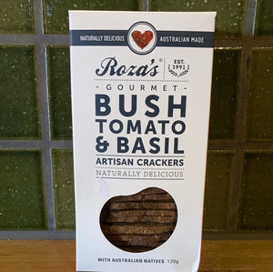 Roza's Gourmet Artisan Crackers Bush Tomato and Basil 120g