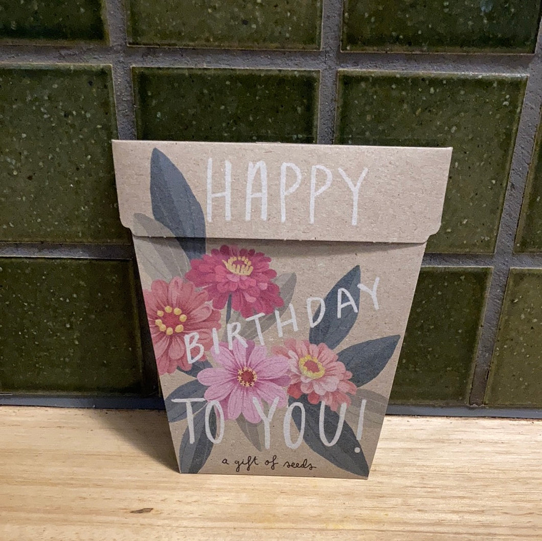 Sow N Seed Gift of Seeds Happy Birthday Zinnia